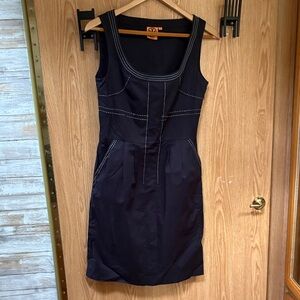 Tory Burch Black Mini Dress with White Stitching